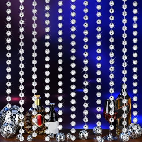 Hoolerry Disco-Party-Dekorationen, 6 Stück, 2 m lang, Mini-Discokugel-Girlande, reflektierend, 70er-, 80er-Jahre-Retro-Party-Hintergrund, Zubehör für Zuhause, Fenster, Tür, Geburtstag, hängende