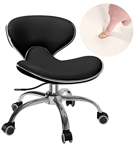 Pedicure Chair for Nail Tech,Adjustable Height, Hourglass Type Ergonomic Back Support Rolling Swivel Stool,Perfect for Massage and Salon Office Facial Spa Medical Tatoo