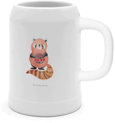 Mr. & Mrs. Panda Bierkrug Roter Panda - Geschenk, Liebling, Lieblingsmensch, Lustige Sprüche, Sommerfest, Porzellankrug, Herz, Liebe, Krug, Oktoberfest, Oktoberfestkrug, Rot