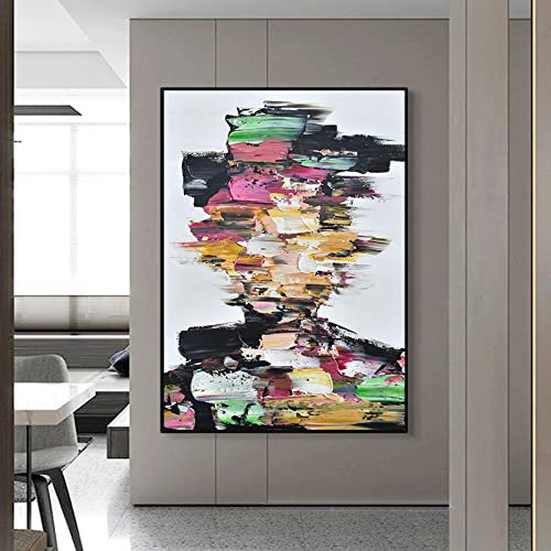 Ölbilder Auf Leinwand Handgemalt,100% Handgezeichnetes, Extra Großes, Stereoskopisches, Strukturiertes Messer-Gemälde, Modernes Abstraktes, Verschwommenes Bild, Ungerahmtes Acrylbild, Pop-Cool-Gem