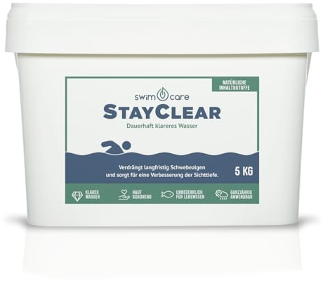 swimcare StayClear 5 kg Wasserklärer gegen Schwebealgen im Schwimmteich | Natürlicher Wasserklärer gegen Schwebealgen, ohne Chemie – für dauerhaft klares Wasser im Schwimmteich