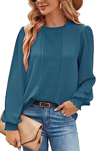 Odosalii Damen Oberteil Stehkragen Langem Arm Bluse Elegant Sexy Festliche Oberteile Lose Casual Business Pullover Blusenshirt