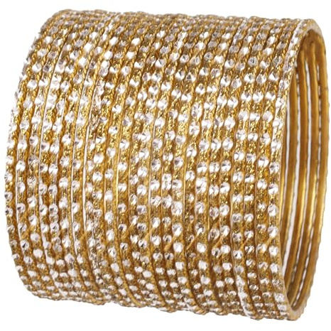 NY! Touchstone indiskt Bollywood Mode Handgjorda Ganska elegant handsåg skalade antika guldfärg Superb smycken armband armband. Uppsättning av 24. I antik ton för kvinnor.
