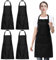 EUPSIIU 4 Piezas Delantales Impermeables Ajustables del Cocinero Delantales de Chef con 2 Bolsillos, Unisex, Delantal Chefs Cocina para Casa, Cocina, Restaurante, Cafetería, 60*70 cm (Negro) (Negro)