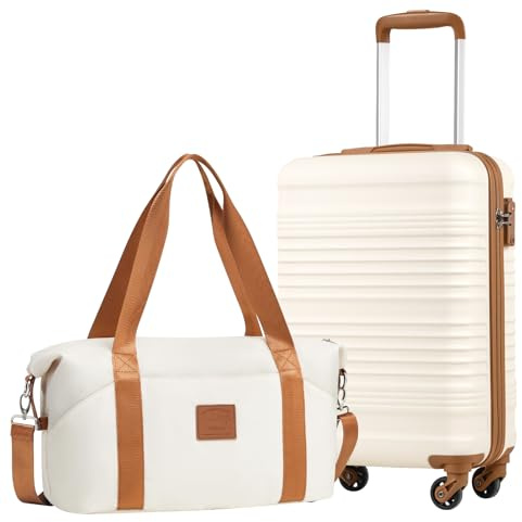 COOLIFE Ryanair Trolley Bagaglio a Mano 55×35×20 e Borsone da Viaggio 20L(40x25x20cm) Set di Valigie, Valigia Bagaglio a Mano, Chiusura a Combinazione Laterale con TSA