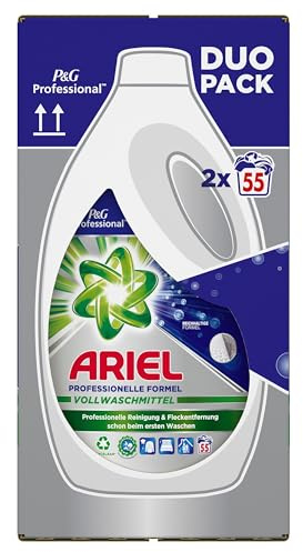 Ariel Professional Flüssig Regulär Vollwaschmittel, 110 Waschladungen, 5.5 L (2 x 2.75 L), professionelle Formel für den professionellen Einsatz, Fleckentfernung schon ab der ersten Wäsche