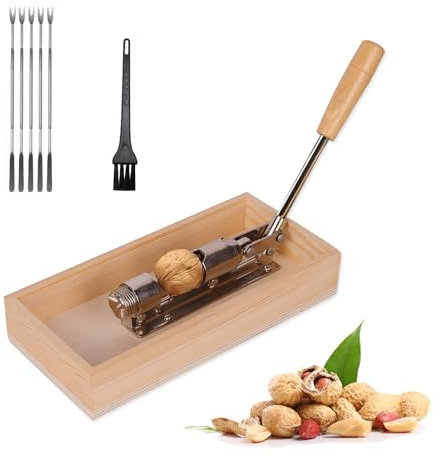 ZibugZag Pecan Cracker, Heavy Duty Nut Crackers for All Nuts, Nutcracker Tool with 5 Crab Forks and 1 Cleaning Brush