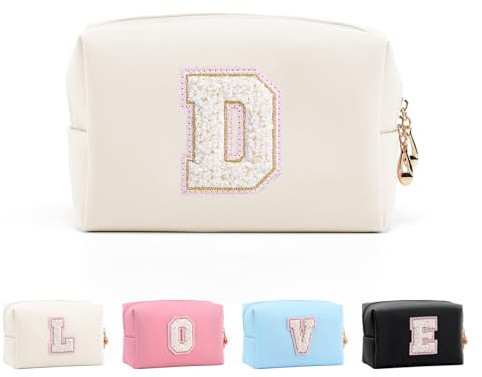 Anntry Bolsa de Maquillaje, Bolsa de Cosméticos Impermeable de Viaje, PU Cuero, Neceser de Baño, Bolsa De Aseo Y Almacenamiento para Mujer,Cosas Preppy para niñas Adolescentes (Letra A-Z)