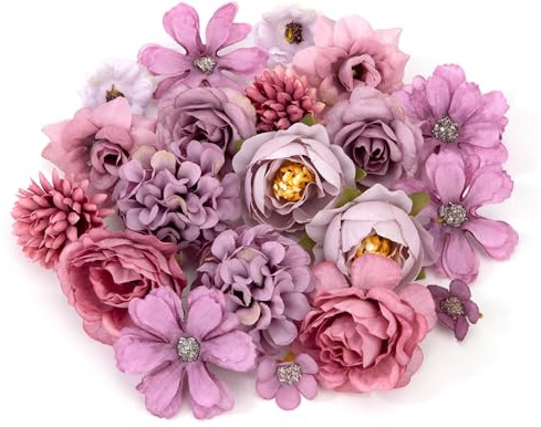 Heveer Kunstblumen Blumenköpfe Künstliche Blumen Mini Blütenköpfe für Hochzeit Home Basteln Scrapbooking Deko (Violett)