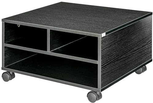 HOMCOM Mobile Porta Stampante a 2 Ripiani con Ruote 47x40x22.5cm Nero