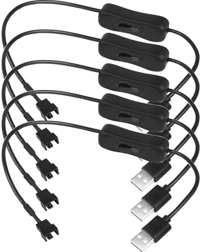 RUNCCI-YUN 5 Pack USB auf 3-Pin / 4-Pin PWM 5V lüfter stromkabel,mit An-/Aus-Schalter USB auf 3 Pin / 4 Pin gehäuselüfter verlängerung,PC lüfter stromkabel mit ON-OFF-Schalter