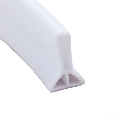Seuil de douche en silicone avec adhésif acrylique imperméable - Barrière de sol pour salle de bain, évier de cuisine (5 cm, blanc, 300 cm)