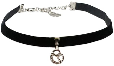 Alpenflüstern Trachten-Samtkropfband Strassbreze - Trachtenkette enganliegend, Kropfkette elastisch, Brezel Damen-Trachtenschmuck, Samtkropfband schmal (in traditionellen Farben) DHK340