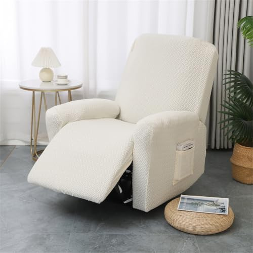 Morbuy Stretchhusse für Relaxsessel Komplett Sesselbezug Stretch Relaxsessel Bezüge Elastisch Sesselschoner für Fernsehsessel Liege Sessel für Kinder, Haustiere (Creme Farben,6 Stück für 2-Sitzer)