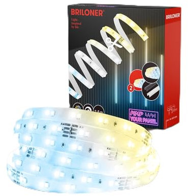 BRILONER - Pimp your Panel LED Strip Erweiterungsset, CCT warmweiß bis kaltweiß, Fernbedienung, Streifen, Leiste, Zimmer Deko, Band, Zubehör Akustikpaneele, Lichtleiste, 2,6m, Weiß