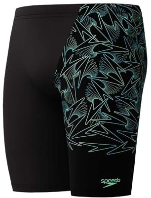Speedo Hombre Jammer Hyperboom con Corte en V | Secado rápido | Entrenamiento | Fitness | Resistente al Cloro Black/Alfalfa Green 26