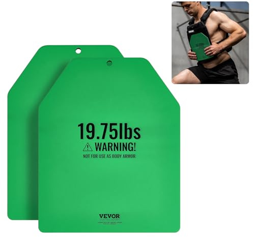 VEVOR Plaques lestées pour gilet lesté, paires de 8,97 kg, plaques de poids pour gilet, en acier de qualité supérieure, coupe ergonomique profilée WOD pour la musculation, la course à pied, le fitness