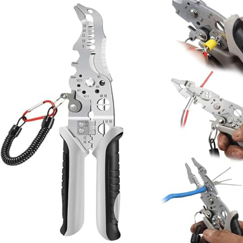 Pince à dénuder 12 en 1 avec coude, pince à dénuder multifonctionnelle de 19,1 cm, pince coupante de câble, outil à main d'électricien, outil professionnel à dénuder de fil électrique