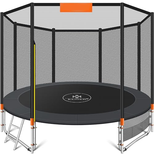 KESSER® Trampolino Certificato TÜV SÜD GS | Set Completo con Rete di Sicurezza, Scaletta, Copertura del Bordo e Accessori | da Giardino, 150 kg