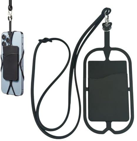 JYNVO Correa para Móvil Universal de Silicona con Tarjetero, Colgante Móvil Multifuncional con Funda Ajustable, Accesorio para Smartphone