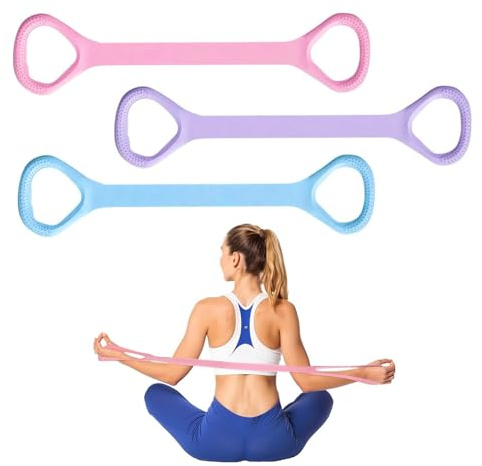 3 PCS 45cm Muskeltraining Extender Widerstandsbänder, Fitnessbänder für Gymnastik Yoga Pilates Heimtraining, Armtrainer Resistance Bands für Rücken Schultern Muskelaufbau, in Pink, Lila, Blau