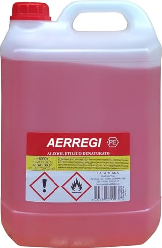 Set Alcool Etilico Denaturato 90° 94° 99° | Tanica 5 Litri | Confezioni Da 1 3 4 Pezzi | Soluzione Ecologica Multiuso (5Lt. 99°)