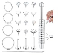 ORAZIO 21PCS 18G Silver Tragus Piercing Jewellery Surgical Steel
