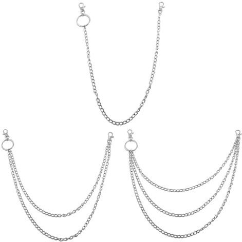 KASLCWA Lot de 3 Chaines de Ceinture, Chaîne de Pantalon, Mode Décor Punk Pantalon Chaîne, Chaînes de Jeans en Métal Résistant pour Sac à Main, Sac, Jeans, Femmes, Hommes