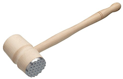 Martillo ablandador de carne KitchenCraft, diseño de doble cabeza para ablandar y aplastar, madera de haya / metal, 31cm, beige