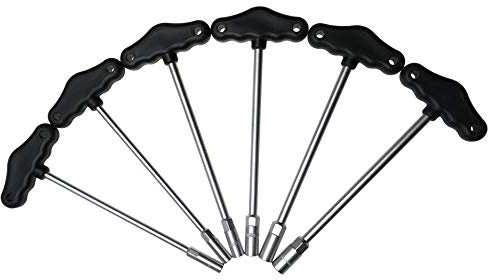 6-tlg. Steckschraubendreher-Satz mit Quergriff (T-Griff) Sechskant-Schraubendreher für Außensechskant Schrauben SW 8 mm, 9 mm, 10 mm, 11 mm, 12 mm, 13 mm (Chrom-Vanadium-Stahl)