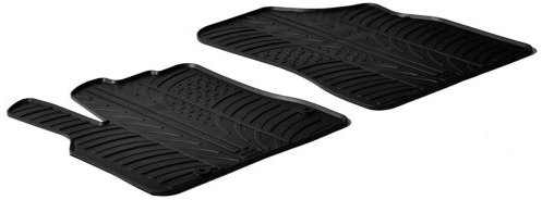 Set tapis de caoutchouc compatible avec Citroen Berlingo / Peugeot Partner 2008-2018 (T profil 2-pièces + clips de montage), Noir