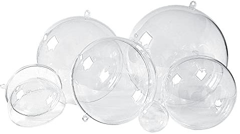 Acrylkugeln,12 Stück, Ø 8 cm, Kunststoff, teilbar, mit Aufhängeöse