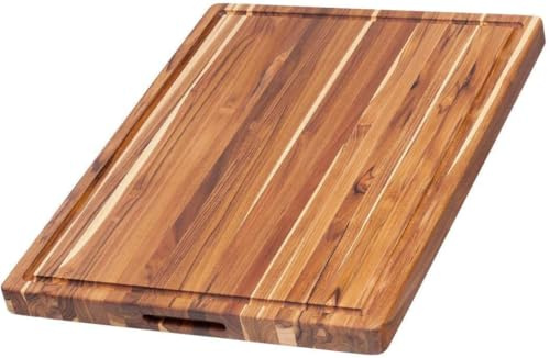 TeakHaus Edge Grain Cutting Board w/Hand Grip + Juice Canal (Rectangle) | 20 x 15 x 1.5