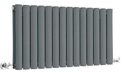MILANO Anthracite Horizontal Double Oval Panel Radiator 400 x 826mm