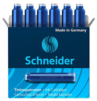 Schneider Patronenroller Ray (Tintenroller mit Edelstahlspitze, inkl. Tintenpatrone, Made in Germany) (6 Patronen, Patronen)