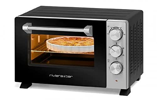 riviera&bar - Four Électrique Posable à Parois Tempérées QFR210-5 Modes de Cuisson, Chaleur Tournante, Thermostat Réglable Jusqu’à 230°C, Minuteur 90mn - 21L