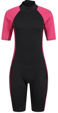 Mountain Warehouse Shorty Damen-Wetsuit -2,5 mm, Neoprenanzug für Frauen, Flatlock-Nähte - kurzer Damen-Neoprenanzug, ideal zum Tauchen, Surfen und Schwimmen Schwarz Damengröße EU 32
