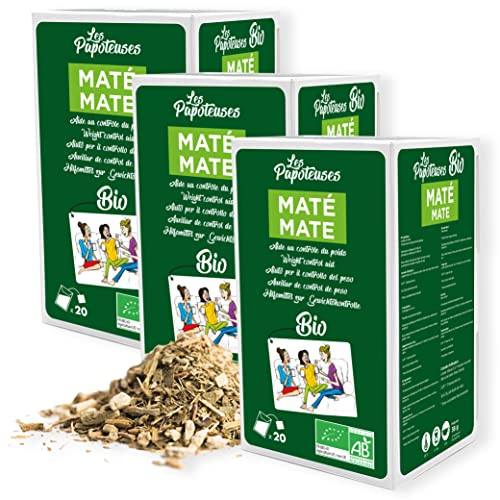 LES PAPOTEUSES | Tisane maté bio | Aide au contrôle du poids | 60 Sachets | Coffret infusion de 3 boîtes de 20 infusettes | Certifié biologique