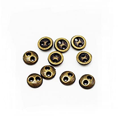 50 st 2-håls mini metall runda knappar små brödknappar för docka kläder Väska dekoration Sy hantverk (Brons, 5mm)