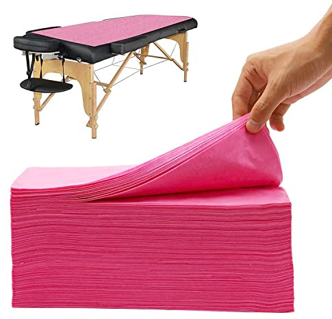 xiaozhifu Einweg Bettlaken, 100 Stück Einweg Massagetisch Bettlaken, Rot | Vliesstoff Hautfreundlich Einweg Massageliegen Auflage, Einweg-Bettlaken ideal für Massage, Spa,Schönheitssalon, 80x180 cm