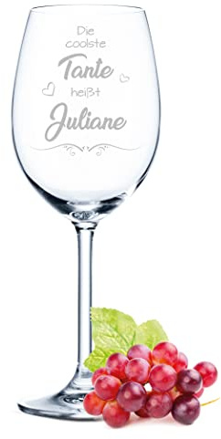 GRAVURZEILE Leonardo Weinglas mit Gravur - Die coolste Tante heißt - Personalisiert mit Namen - Geschenk für die beste Tante - Geschenk für Hobby-Sommelier & Weinliebhaber - Farbe: Daily