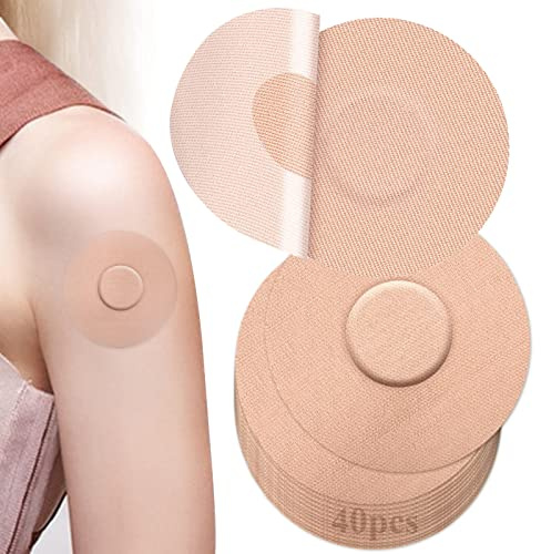 40 Stück Freestyle Libre Pflaster - Sport Wasserfest Hautfreundlich Rund Ohne Klebstoff in der Mitte, Elastisches Stoffmaterial für Freestyle Libre 1 2 & 3 Sensor