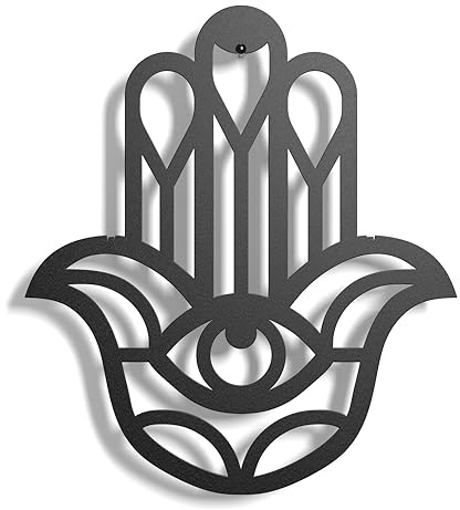 Metall Deko Wandskulptur Schwebende Schatten Stahl (21x15cm Hand der Fatima)