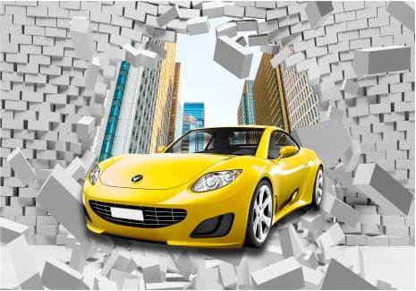 WallArena - Vlies Fototapete Kinderzimmer 368x254 cm Auto Junge für Kinder Kindertapete - Fototapeten Tapeten für Kinder Kindertapete Kinderzimmertapete - Vliestapete Wandtapete Tapete 3D Effekt