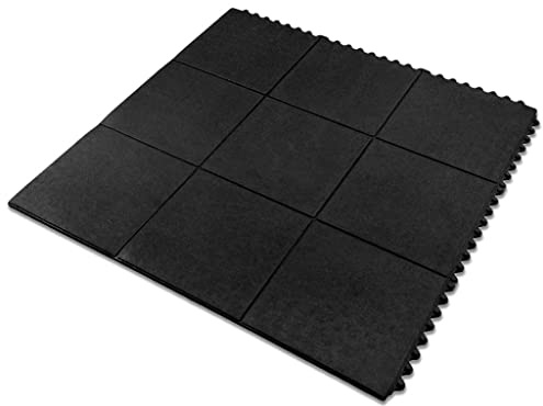 HPFloor Sportmatte 91x91x1,6cm Bodenschutzmatte Fitnessmatte, Sportgeräte Matte - Klicksystem,Gymnastikmatte, Fallschutzmatten Outdoor & Pool Unterlegmatte, Schwarz
