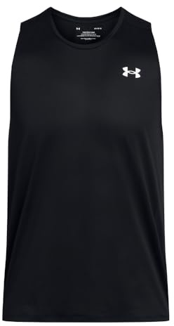 Under Armour UA Tech Tank Camiseta sin mangas para hombre, camiseta de hombre sin mangas para correr, color negro/blanco