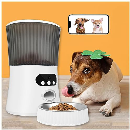 Automatisk kattmatautomat med kamera, 6 L med 1080P-kamera, livevideo, automatisk nattvision, APP-fjärrkontroll, hundmatdispenser, automatiska kattmatare