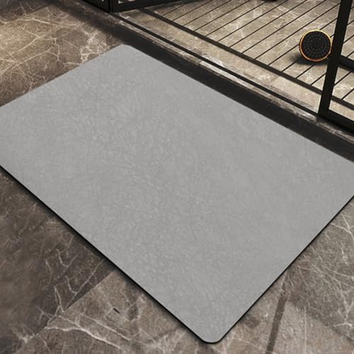RISVOWO Alfombra de Baño Antideslizante, Súper Absorbente Alfombras Ducha, Alfombrilla baño Antideslizante con Diatomáceas Lavable para Bañera, Ducha y Cuarto de Baño, Gris(40X60cm)