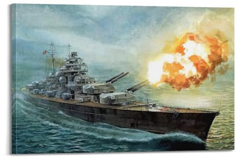 KYTIN WWII Vintage Battleship Poster 1941 DKM Bismarck Dekorative Malerei Leinwand 40 x 60 cm