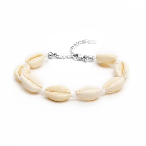 Bergerlin Mussla armband med vit och blå tråd och stängning, M-L